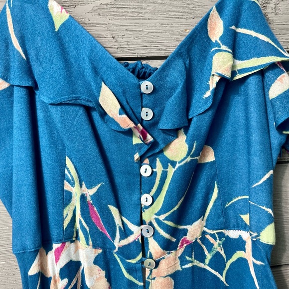 NWT Kimchi Blue Urban Outfitters La Playa Teal Floral Maxi Dress Sz 10 - Picture 7 of 15